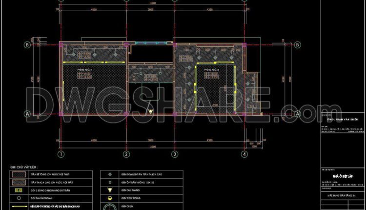 66. Detailed CAD drawings of the ceiling and floor tiling for a 4-story house