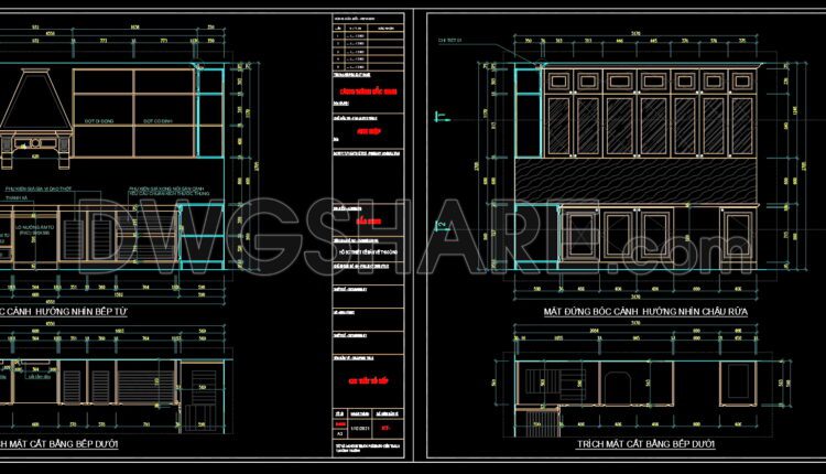 94. Technical CAD drawing detailing kitchen cabinets, island tables, and wine cabinets