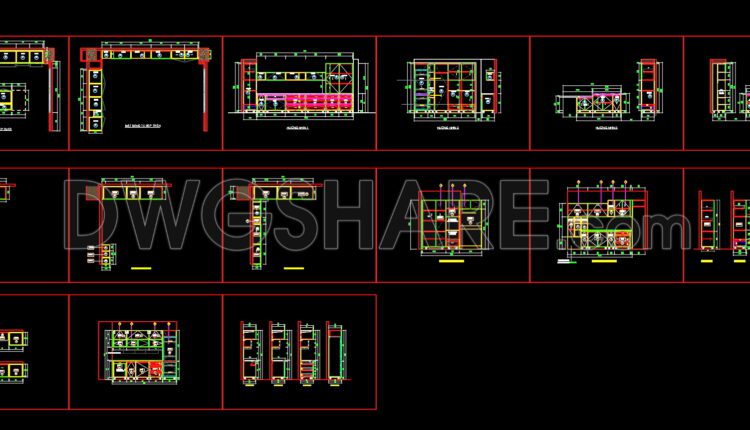 95. CAD technical drawings of kitchen cabinets for the house