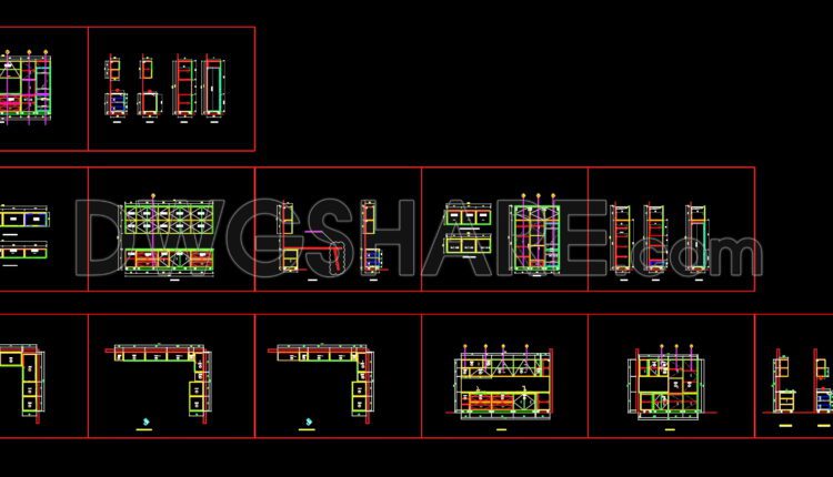 95. CAD technical drawings of kitchen cabinets for the house