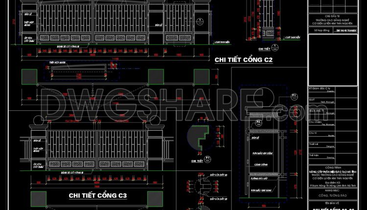 131. Detailed CAD drawings of the construction plans for fences, and wrought iron flowers