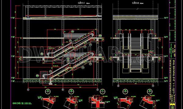 148. The detailed CAD drawings of the escalator in the central shopping center