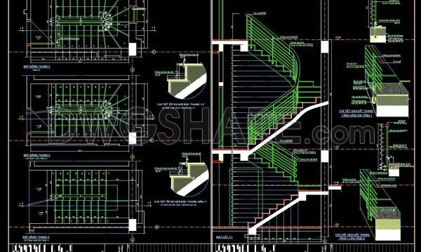 153. Detailed drawings of stairs in autocad file
