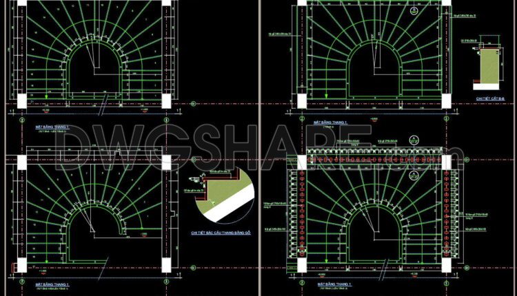 153. Detailed drawings of stairs in autocad file