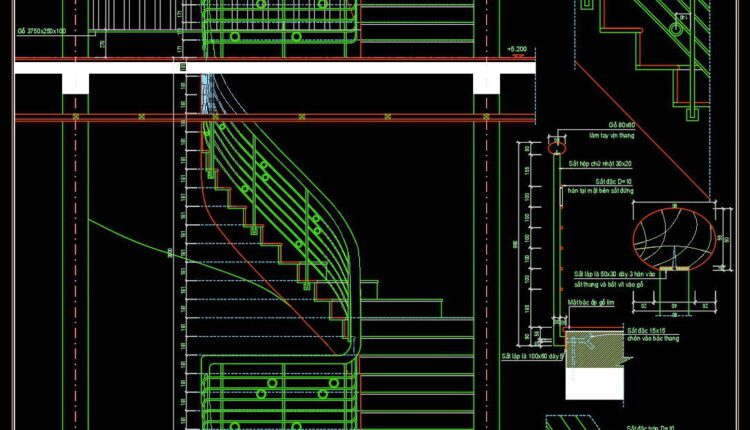 153. Detailed drawings of stairs in autocad file