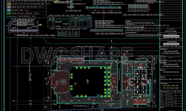 156. A CAD drawing of the overall site plan including construction materials