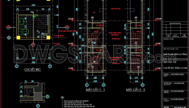 157. WC Layout Plan and elevations details CAD drawings download