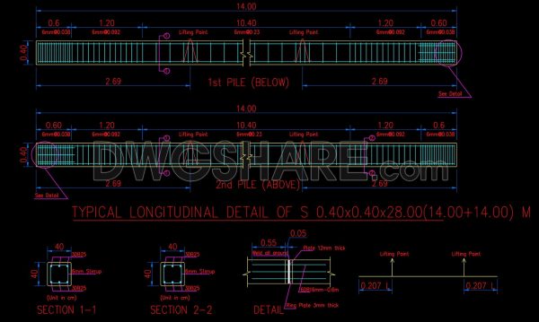 2 years ago
                

                
             1,650159. Cad Drawing Of Reinforced Concrete Square Pile Details For Download