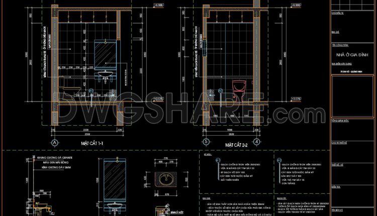 160. WC Layout Plan and elevations details CAD drawings download