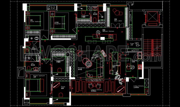 2 years ago
                

                
             2,862196. Functional floor plan CAD drawing of an apartment with an area of 250m2