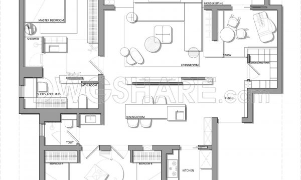 2 years ago
                

                
             2,482197. Functional floor plan CAD drawing of an apartment with an area of 132m2