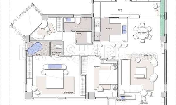 2 years ago
                

                
             2,647198. Functional floor plan CAD drawing of an apartment with an area of 160m2