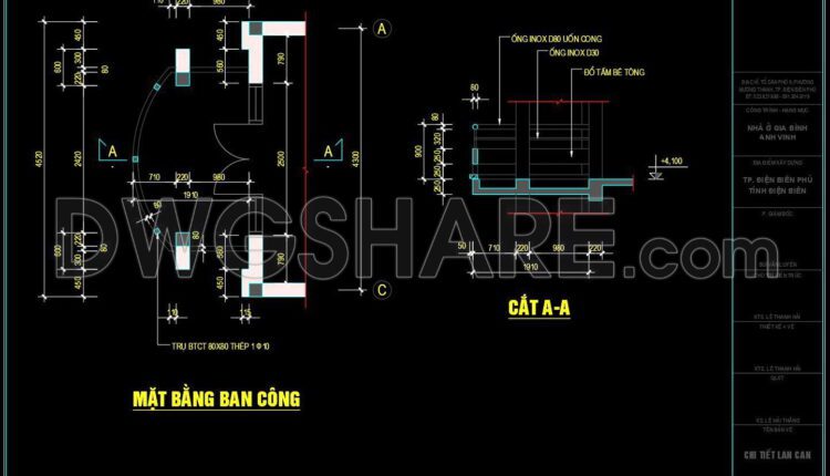 231. CAD detailed drawings of facade elements and balcony details for townhouses