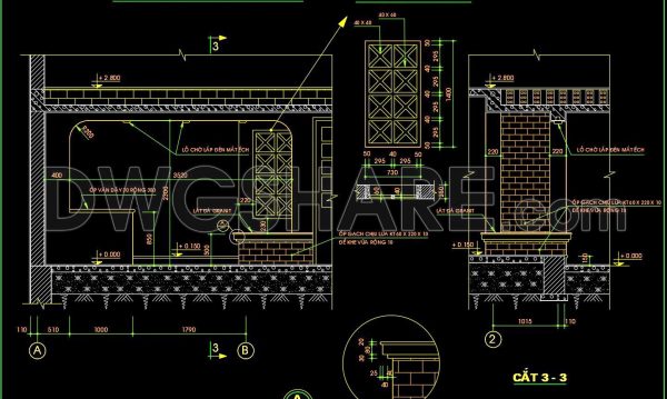 233. CAD detailed drawings of vertical facade wall sections for townhouses
