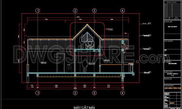 235. A detailed technical CAD drawing of the tiled roof for a villa