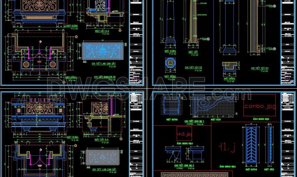 2 years ago
                

                
             3,649237. Detailed architectural CAD drawings of balconies and columns