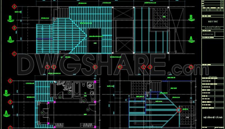 262. The CAD drawings of the floor plan, elevation, and cross-sections of the 3-story house with dimensions of 6m x 20m