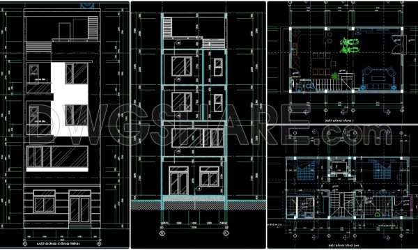 2 years ago
                

                
             3,335263. The CAD drawings of the floor plan, elevation, and cross-sections of the 5-story house with dimensions of 5.8m x 10.3m