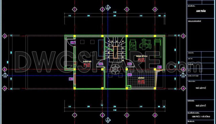 264. The CAD drawings of the floor plan, elevation, and cross-sections of the 3-story house with dimensions of 6m x 15.3m