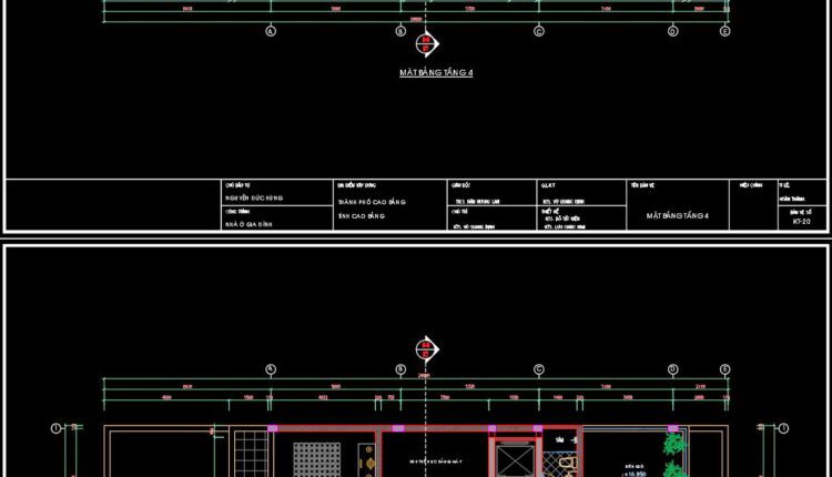 266. The CAD drawings of the floor plan, elevation, and cross-sections of the 5-story house with dimensions of 6m x 24m