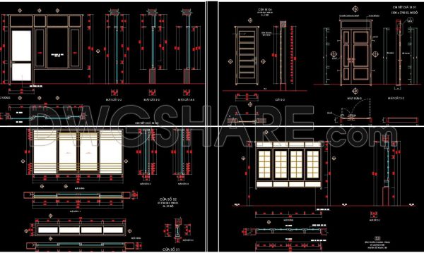 477. Detailed AutoCAD Drawings Of Doors, Windows For Download