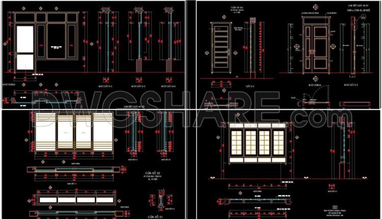 477. Detailed AutoCAD Drawings Of Doors, Windows For Download