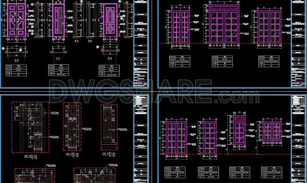 480. Detailed AutoCAD Drawings Of Doors, Windows For Download
