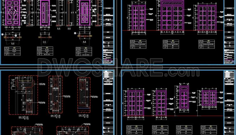 480. Detailed AutoCAD Drawings Of Doors, Windows For Download