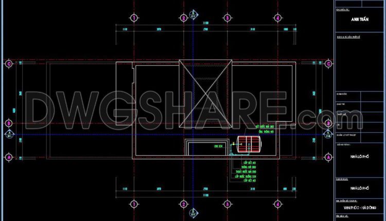 51. CAD drawings detailing the design of water supply and drainage systems for a 3-story townhouse 5m x 15m