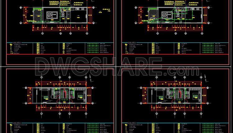 54. CAD drawings detailing the design of water supply and drainage systems for a 4-story townhouse 4.5m x 14m