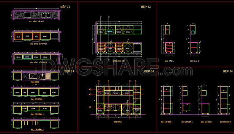 97.CAD technical drawings of kitchen cabinets for the house