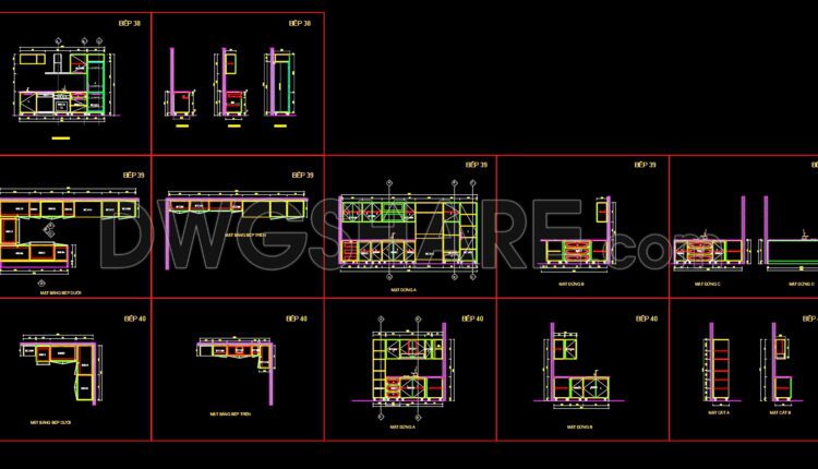 97.CAD technical drawings of kitchen cabinets for the house