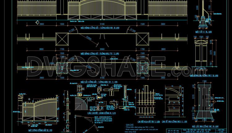 134. CAD drawings detailing gates and fences available for download