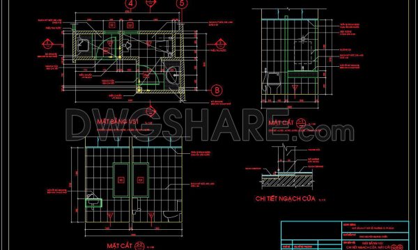 167. WC Layout Plan and elevations details CAD drawings download