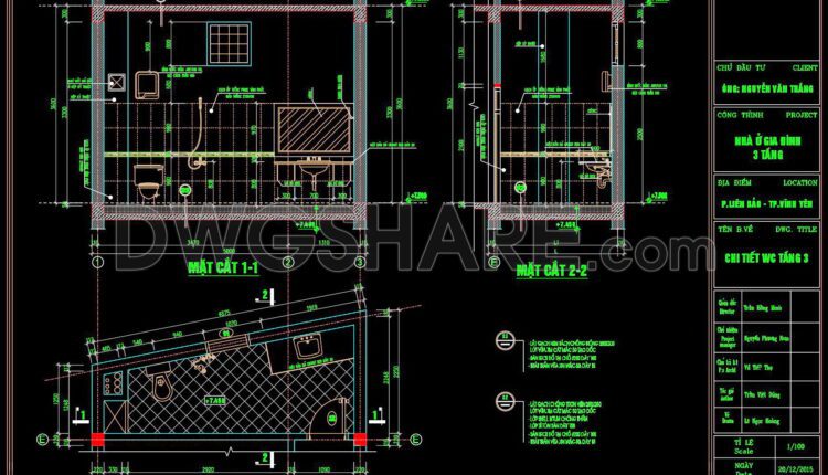 168. WC Layout Plan and elevations details CAD drawings download