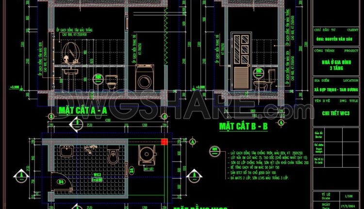169. WC Layout Plan and elevations details CAD drawings download