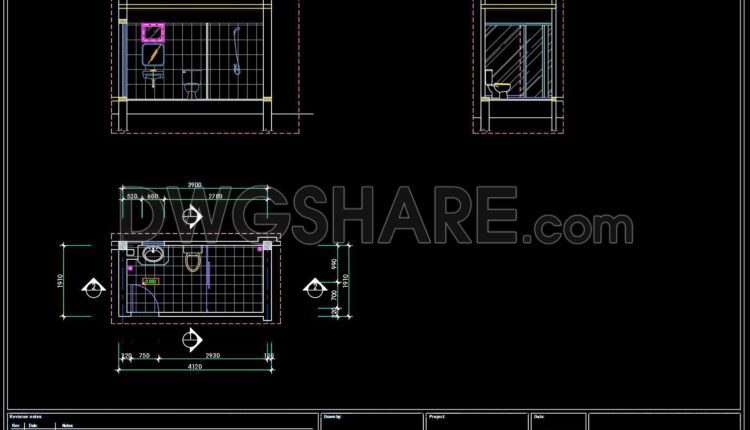 172. WC Layout Plan and elevations details CAD drawings download