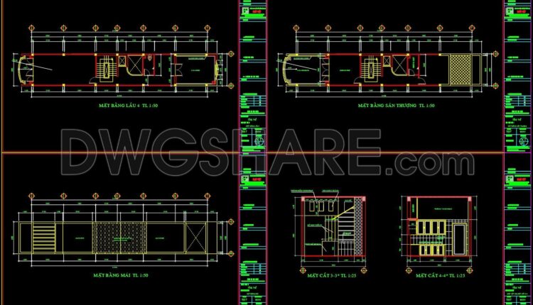 20. Download the construction method drawings for a 4-story townhouse