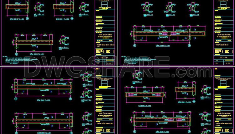 222. Structural Drawings Of 3-Story House A Complete Project 3.8mx12m For Download