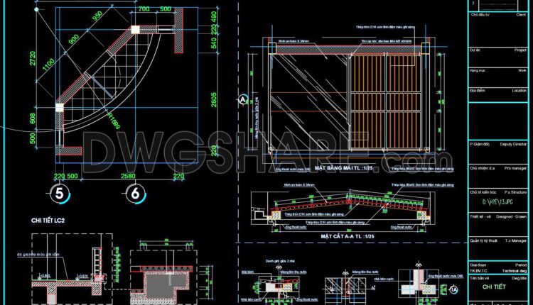 247. CAD drawings of detailed roof drainage, and glass roof details for townhouses