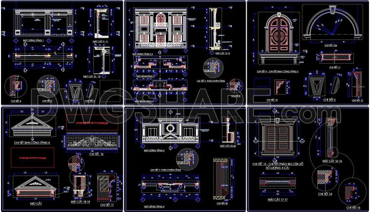 248. Detailed Cad Drawings Of Vertical Elevations And Balconies