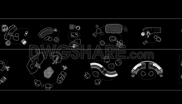 258. CAD blocks of Table, Sofa for living room