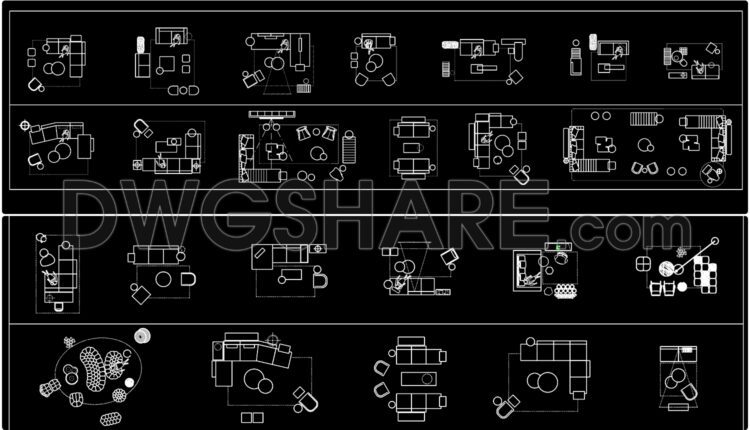 259. CAD blocks of Table, Sofa for living room