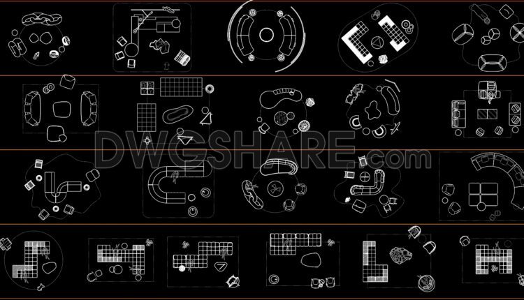 264. CAD blocks of Table, Sofa for living room