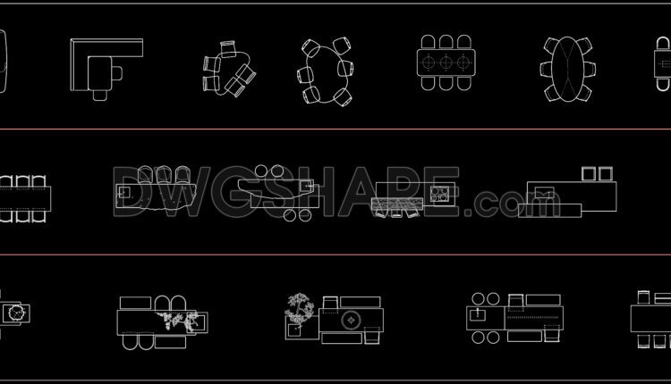 268. Download CAD blocks for dining tables and conference tables