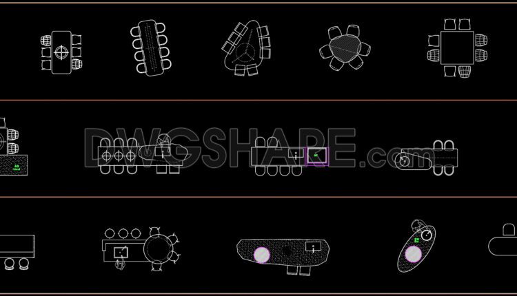 268. Download CAD blocks for dining tables and conference tables