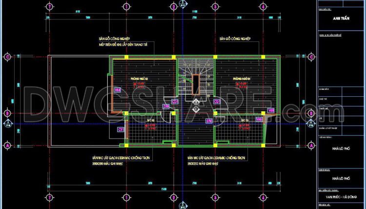 274. CAD drawings of floor tiling and ceiling paneling for a 3-story townhouse