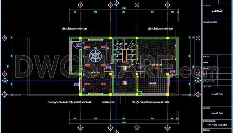 274. CAD drawings of floor tiling and ceiling paneling for a 3-story townhouse