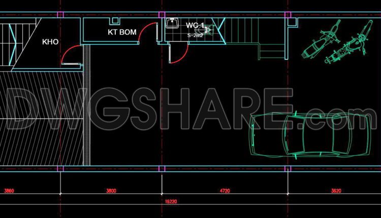275. CAD design drawings for a 4-story townhouse with dimensions of 6m x 16m