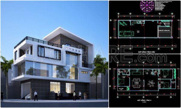 2 years ago
                

                
             1,904275. CAD design drawings for a 4-story townhouse with dimensions of 6m x 16m